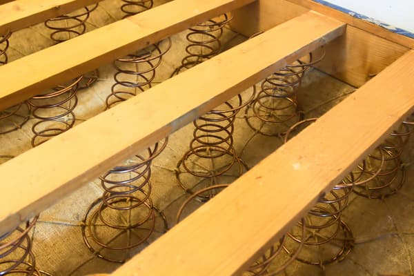 A look inside a box spring foundation